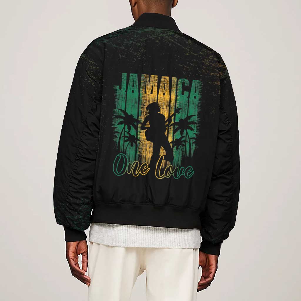 Afro-Jamaican One Love Grunge Bomber Jacket Jamrock - African Pride