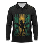 Afro-Jamaican One Love Grunge Long Sleeve Polo Shirt Jamrock - African Pride