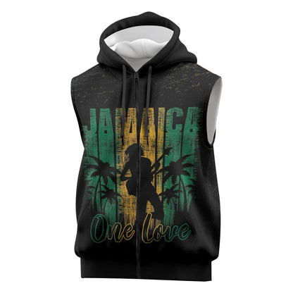 Afro-Jamaican One Love Grunge Sleeveless Zip Hoodie Jamrock - African Pride