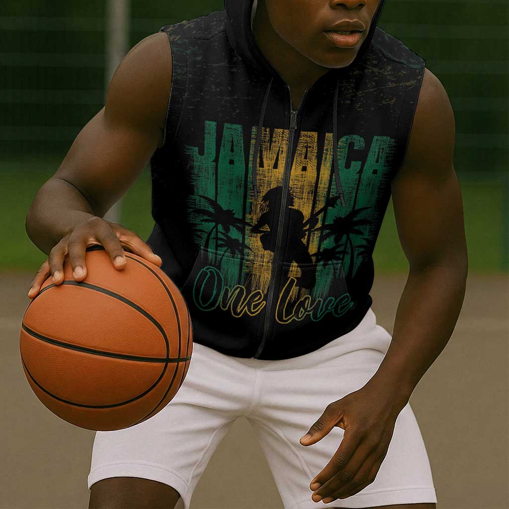 Afro-Jamaican One Love Grunge Sleeveless Zip Hoodie Jamrock - African Pride