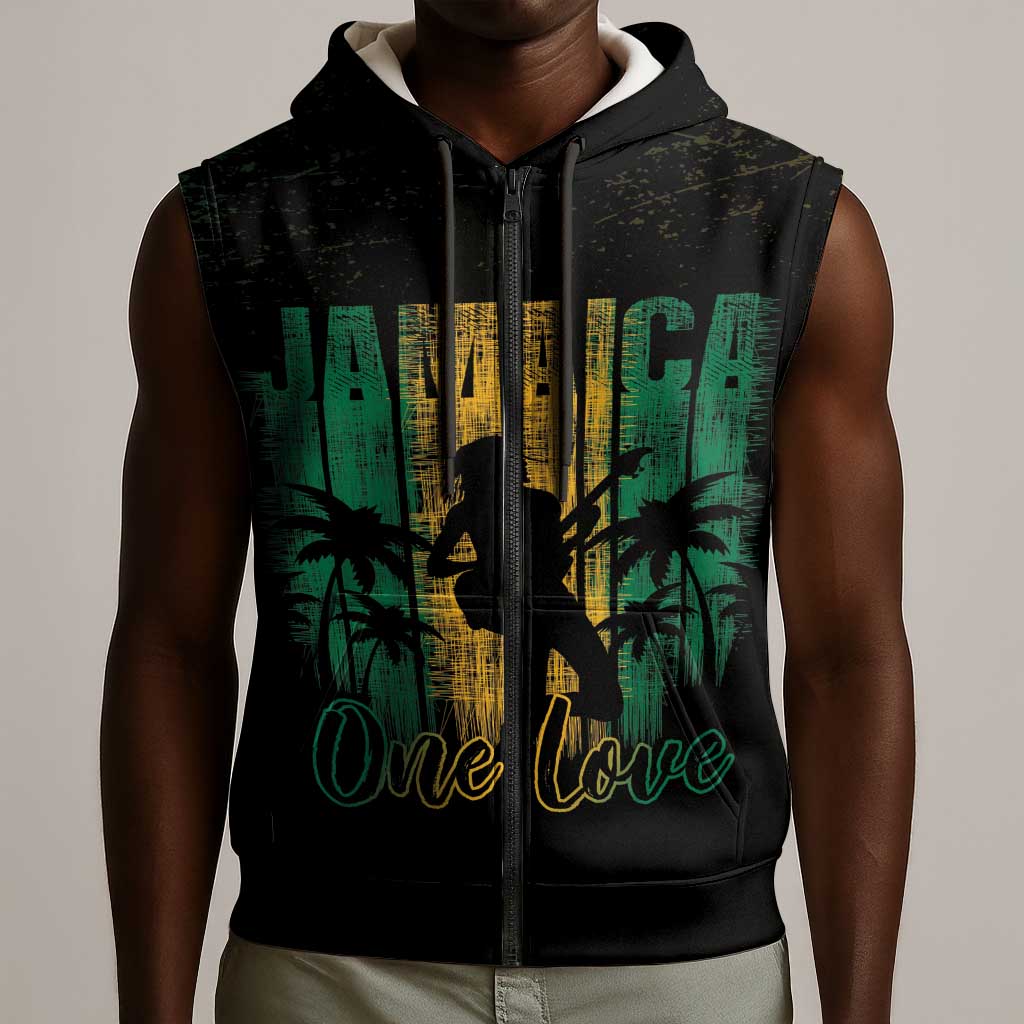 Afro-Jamaican One Love Grunge Sleeveless Zip Hoodie Jamrock - African Pride
