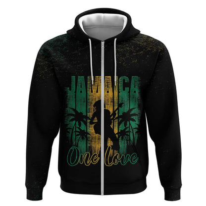 Afro-Jamaican One Love Grunge Zip Hoodie Jamrock - African Pride