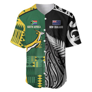 Custom Rugby South Africa New Zealand Greatest Rivals Baseball Jersey Tribal Motifs