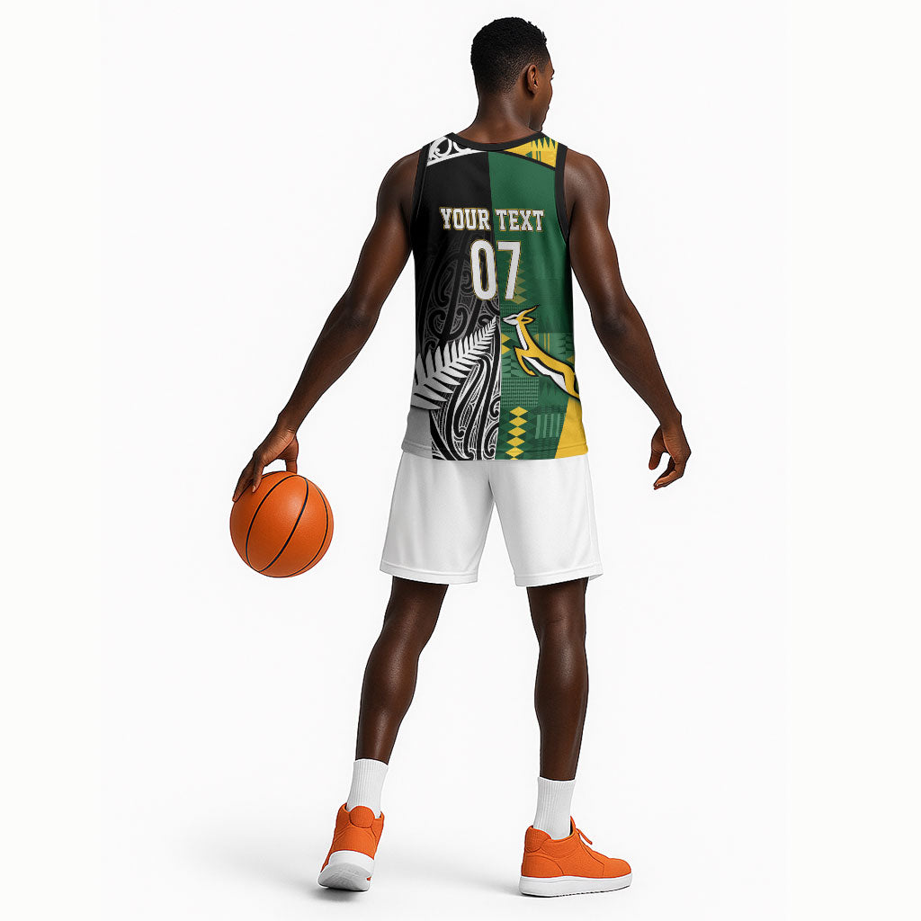 Custom Rugby South Africa New Zealand Greatest Rivals Basketball Jersey Tribal Motifs