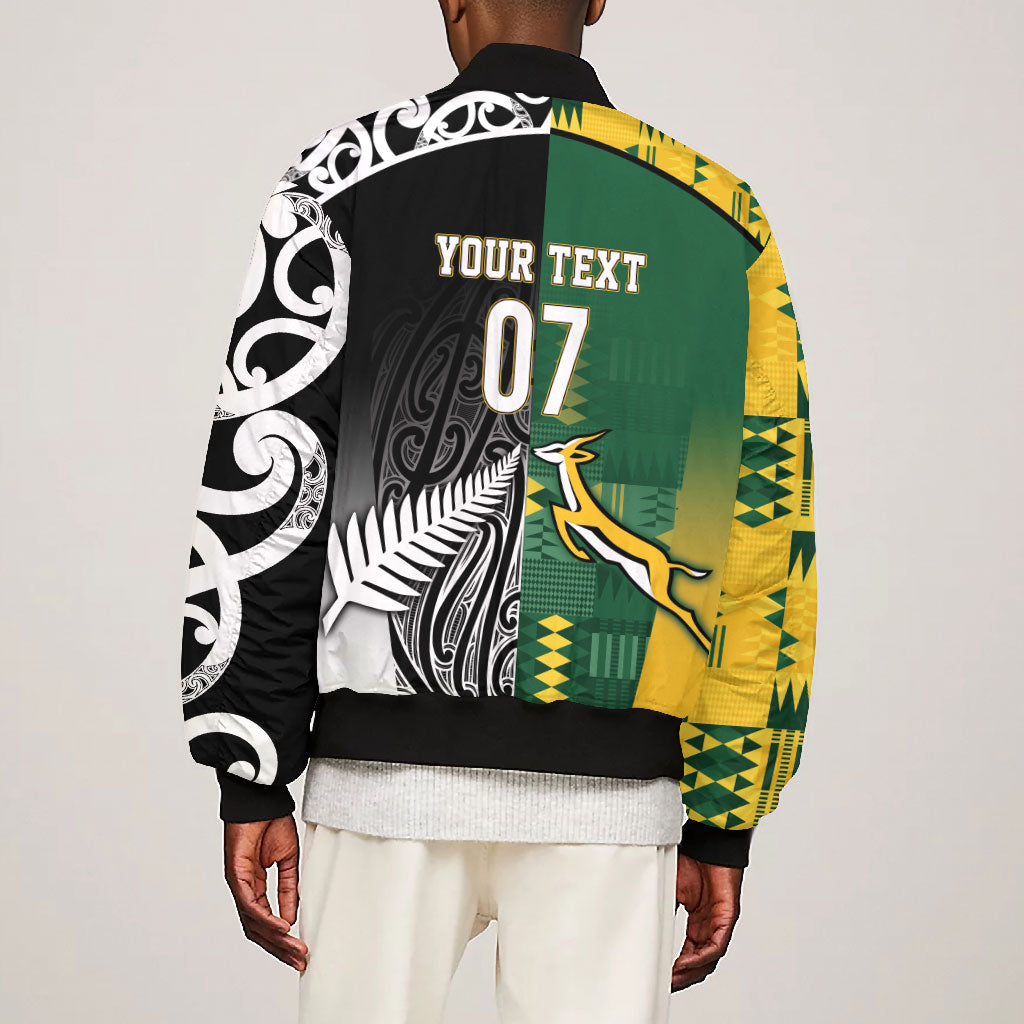 Custom Rugby South Africa New Zealand Greatest Rivals Bomber Jacket Tribal Motifs
