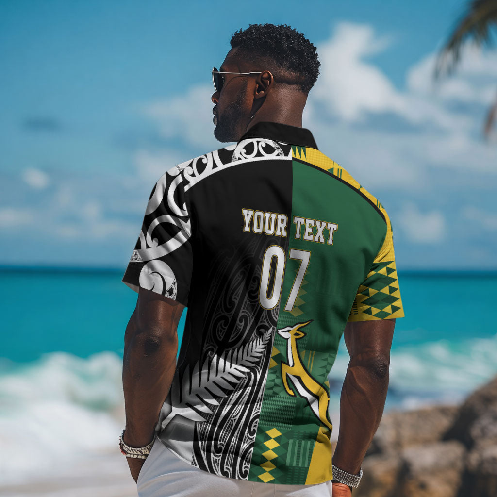 Custom Rugby South Africa New Zealand Greatest Rivals Hawaiian Shirt Tribal Motifs