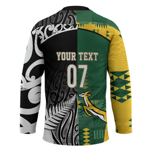 Custom Rugby South Africa New Zealand Greatest Rivals Hockey Jersey Tribal Motifs