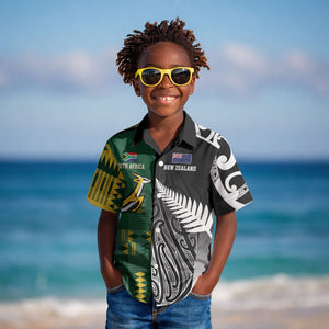 Custom Rugby South Africa New Zealand Greatest Rivals Kid Hawaiian Shirt Tribal Motifs