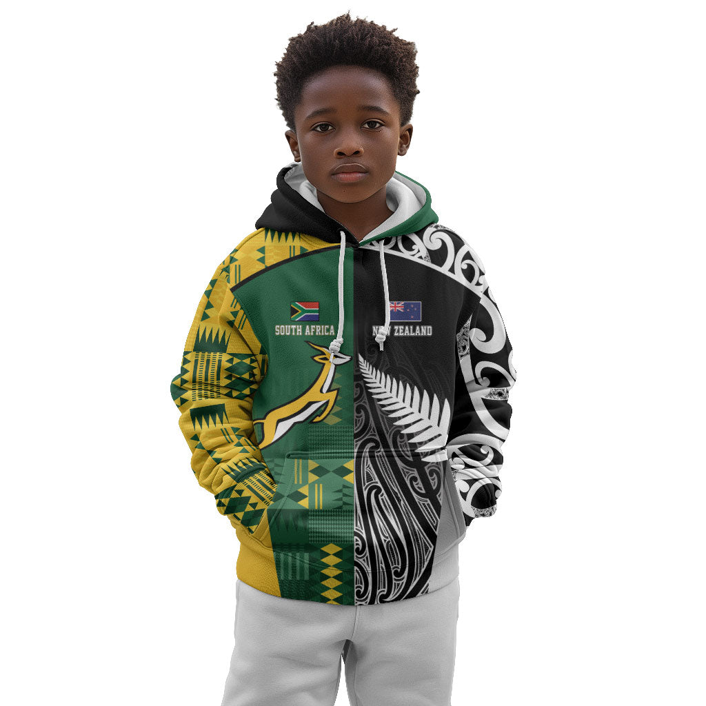 Custom Rugby South Africa New Zealand Greatest Rivals Kid Hoodie Tribal Motifs