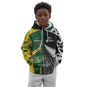 Custom Rugby South Africa New Zealand Greatest Rivals Kid Hoodie Tribal Motifs