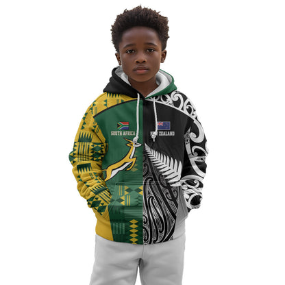 Custom Rugby South Africa New Zealand Greatest Rivals Kid Hoodie Tribal Motifs