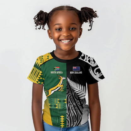 Custom Rugby South Africa New Zealand Greatest Rivals Kid T shirt Tribal Motifs
