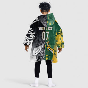 Custom Rugby South Africa New Zealand Greatest Rivals Kid Wearable Blanket Hoodie Tribal Motifs