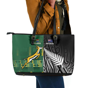 Rugby South Africa New Zealand Greatest Rivals Leather Tote Bag Tribal Motifs