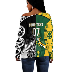 Custom Rugby South Africa New Zealand Greatest Rivals Off Shoulder Sweater Tribal Motifs
