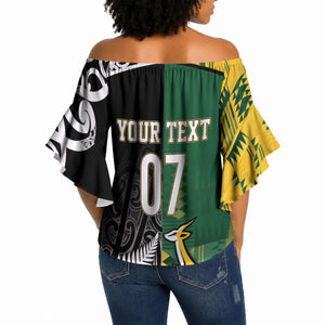 Custom Rugby South Africa New Zealand Greatest Rivals Off Shoulder Wrap Waist Top Tribal Motifs