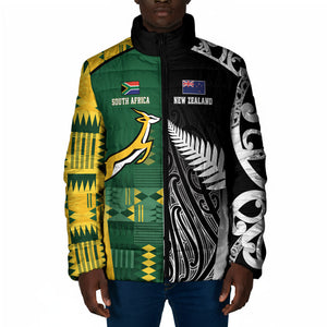 Custom Rugby South Africa New Zealand Greatest Rivals Padded Jacket Tribal Motifs