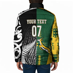 Custom Rugby South Africa New Zealand Greatest Rivals Padded Jacket Tribal Motifs