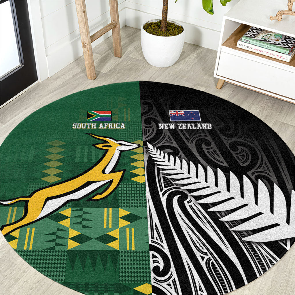 Rugby South Africa New Zealand Greatest Rivals Round Carpet Tribal Motifs