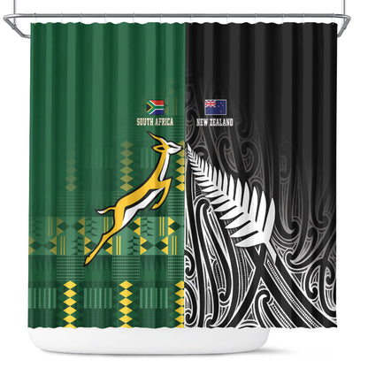Rugby South Africa New Zealand Greatest Rivals Shower Curtain Tribal Motifs