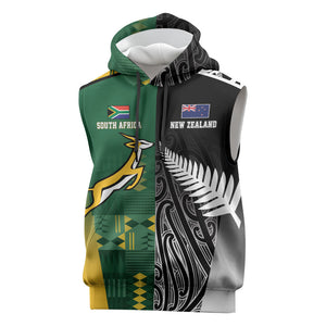 Custom Rugby South Africa New Zealand Greatest Rivals Sleeveless Hoodie Tribal Motifs