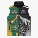 Custom Rugby South Africa New Zealand Greatest Rivals Sleeveless Puffer Jacket Tribal Motifs
