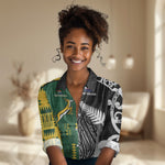 Custom Rugby South Africa New Zealand Greatest Rivals Women Casual Shirt Tribal Motifs