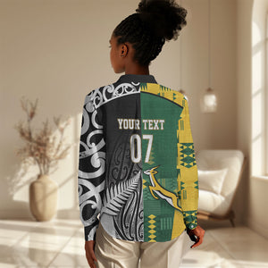 Custom Rugby South Africa New Zealand Greatest Rivals Women Casual Shirt Tribal Motifs