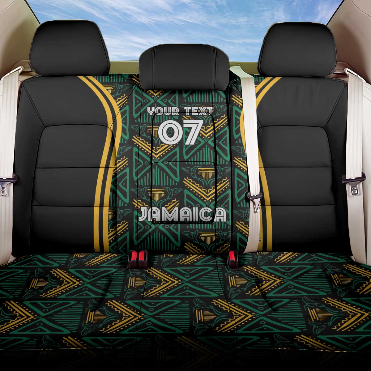 Afro-Jamaica Custom Back Car Seat Cover Reggae Boyz Ethnic Motifs