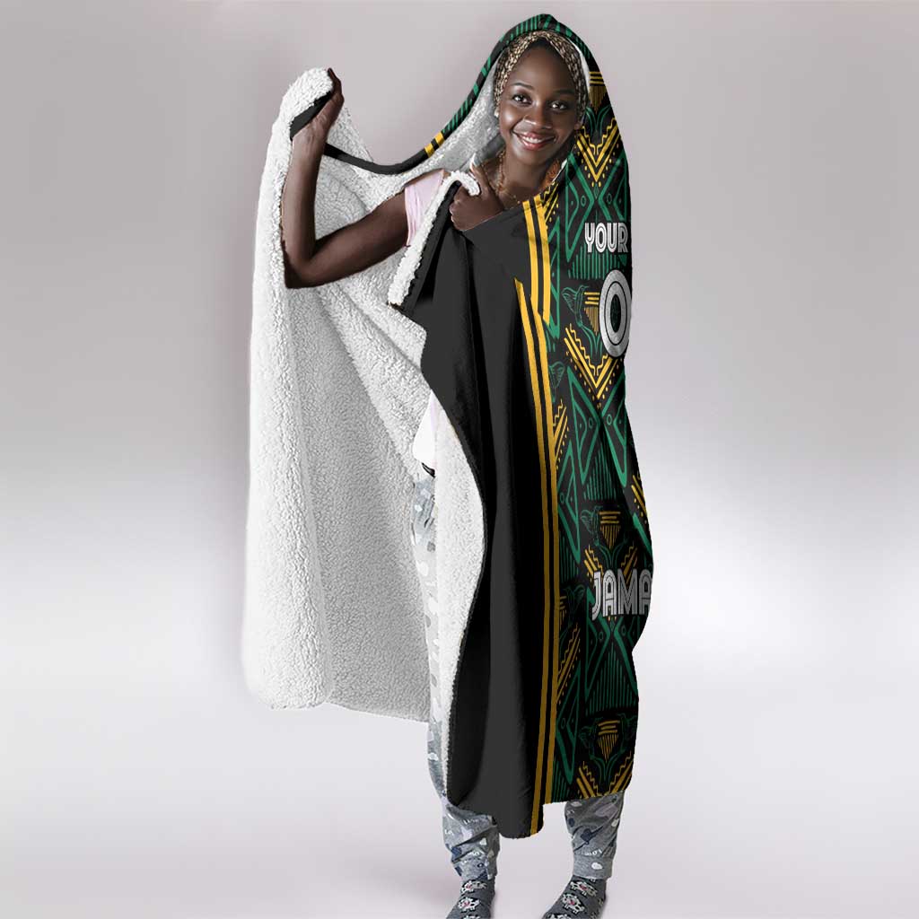 Afro-Jamaica Custom Hooded Blanket Reggae Boyz Ethnic Motifs