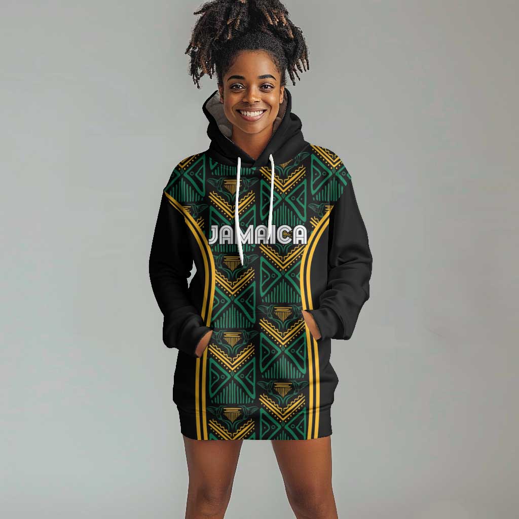 Afro-Jamaica Custom Hoodie Dress Reggae Boyz Ethnic Motifs