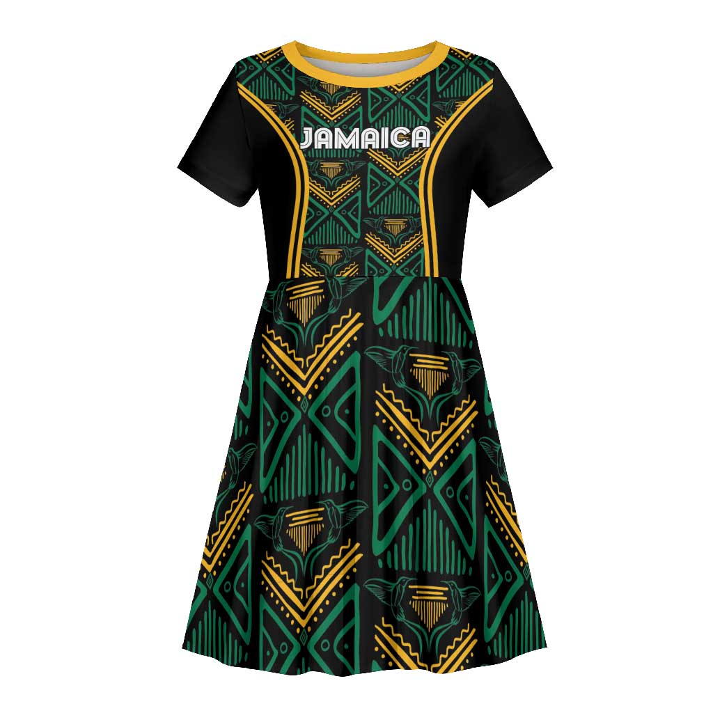 Afro-Jamaica Custom Kid Short Sleeve Dress Reggae Boyz Ethnic Motifs