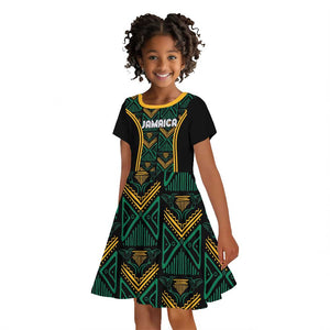 Afro-Jamaica Custom Kid Short Sleeve Dress Reggae Boyz Ethnic Motifs