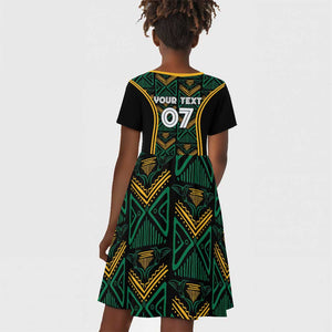 Afro-Jamaica Custom Kid Short Sleeve Dress Reggae Boyz Ethnic Motifs