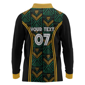 Afro-Jamaica Custom Long Sleeve Polo Shirt Reggae Boyz Ethnic Motifs