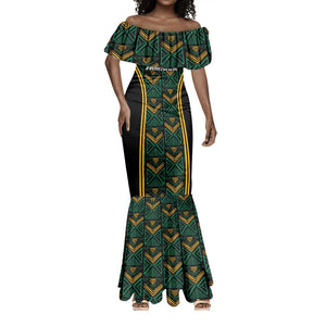 Afro-Jamaica Custom Mermaid Dress Reggae Boyz Ethnic Motifs