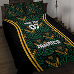 Afro-Jamaica Custom Quilt Bed Set Reggae Boyz Ethnic Motifs