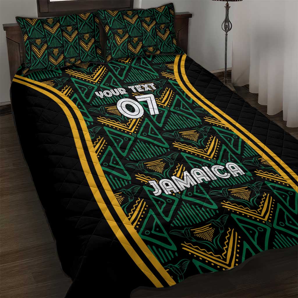 Afro-Jamaica Custom Quilt Bed Set Reggae Boyz Ethnic Motifs