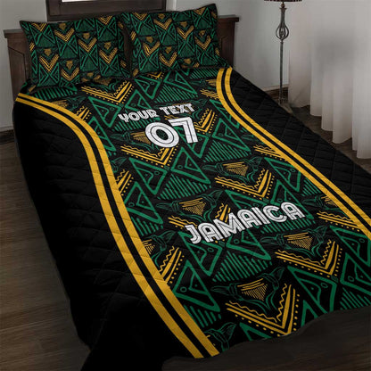 Afro-Jamaica Custom Quilt Bed Set Reggae Boyz Ethnic Motifs