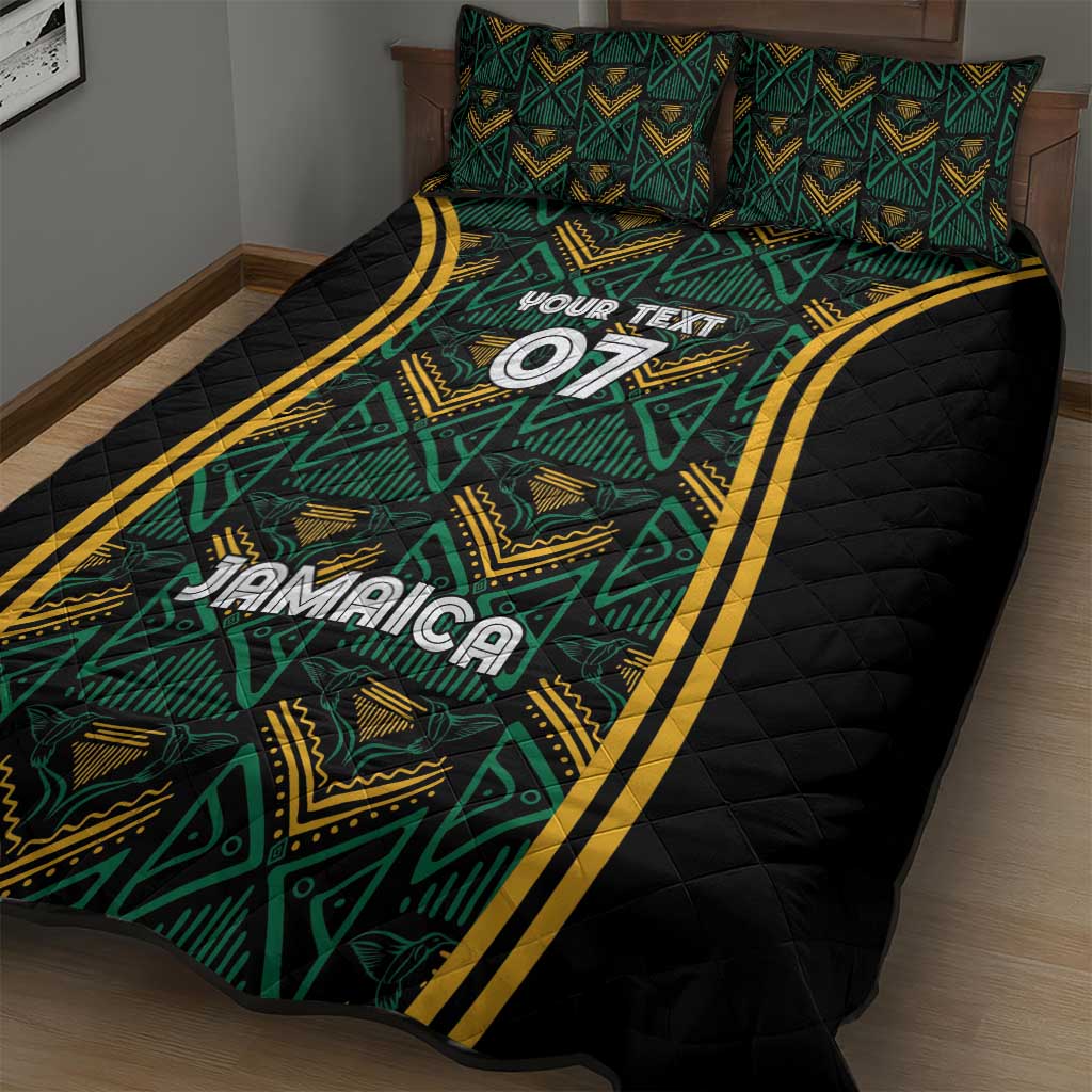 Afro-Jamaica Custom Quilt Bed Set Reggae Boyz Ethnic Motifs