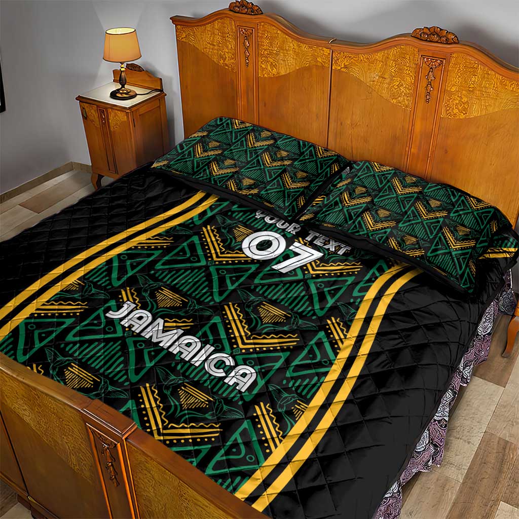 Afro-Jamaica Custom Quilt Bed Set Reggae Boyz Ethnic Motifs