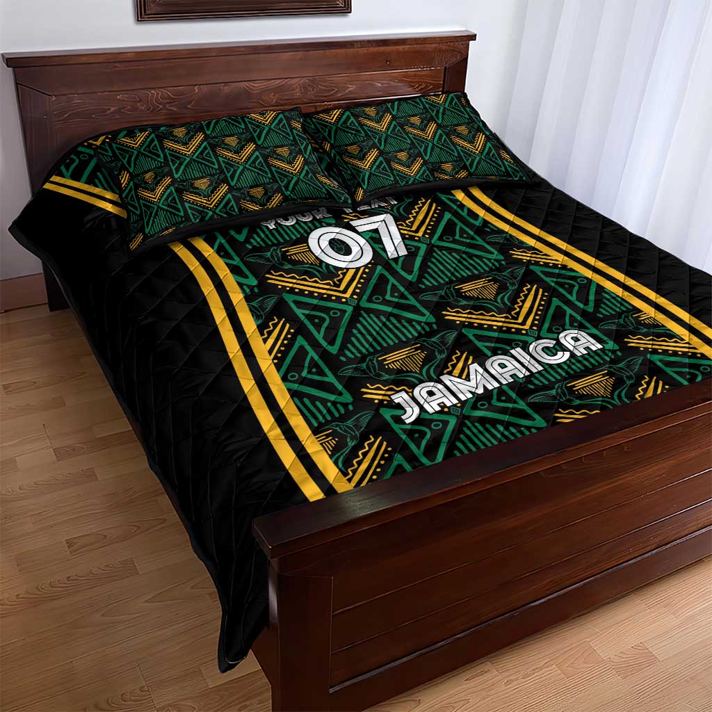 Afro-Jamaica Custom Quilt Bed Set Reggae Boyz Ethnic Motifs