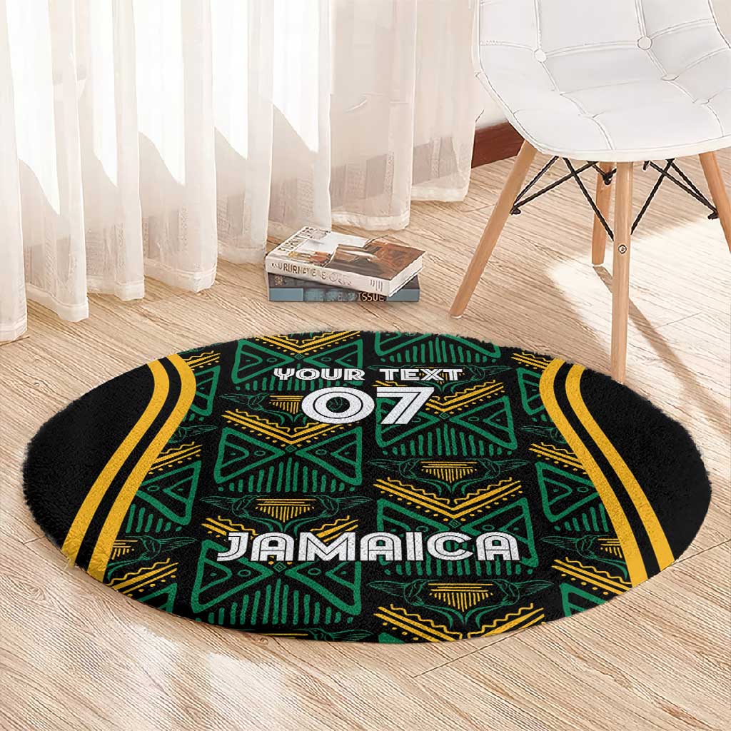 Afro-Jamaica Custom Round Carpet Reggae Boyz Ethnic Motifs