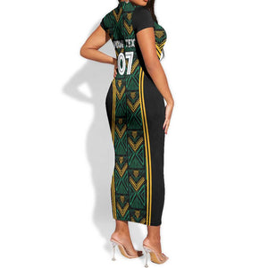 Afro-Jamaica Custom Short Sleeve Bodycon Dress Reggae Boyz Ethnic Motifs