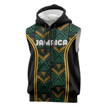 Afro-Jamaica Custom Sleeveless Zip Hoodie Reggae Boyz Ethnic Motifs - African Pride