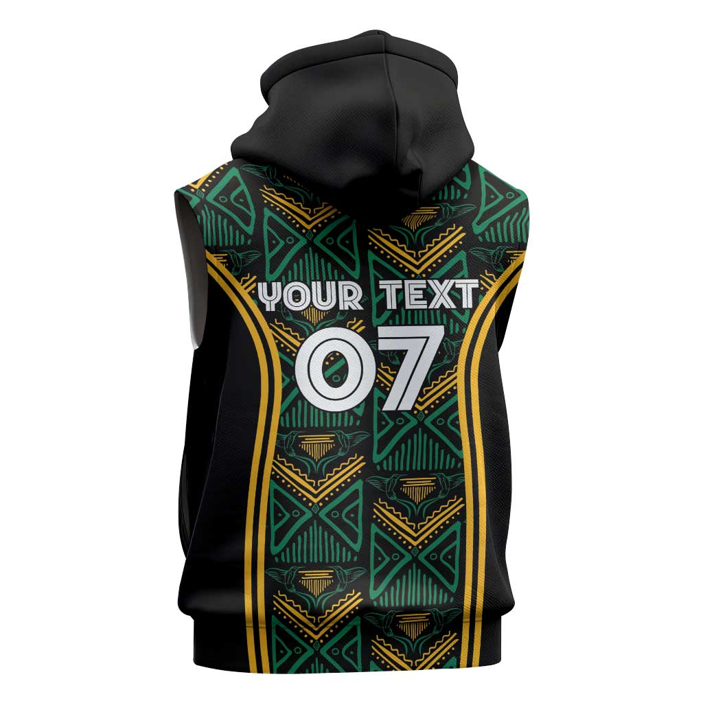 Afro-Jamaica Custom Sleeveless Zip Hoodie Reggae Boyz Ethnic Motifs - African Pride