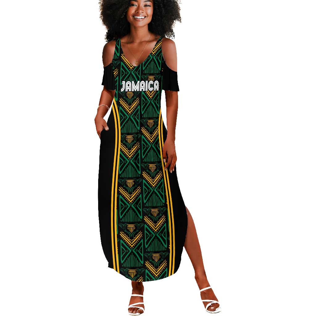 Afro-Jamaica Custom Summer Maxi Dress Reggae Boyz Ethnic Motifs