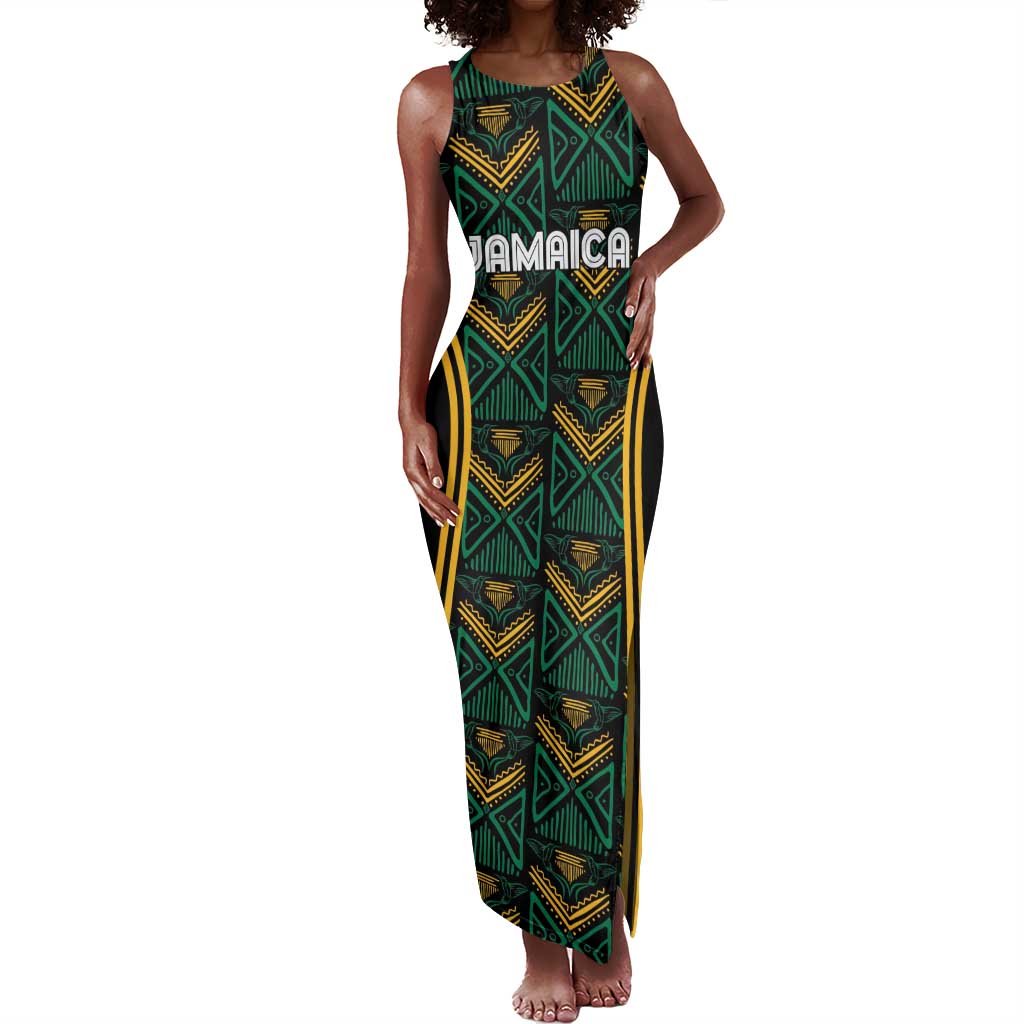 Afro-Jamaica Custom Tank Maxi Dress Reggae Boyz Ethnic Motifs