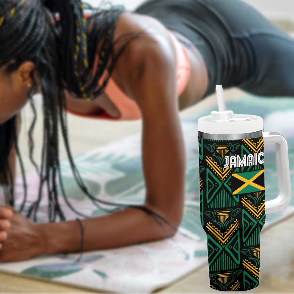 Afro-Jamaica Custom Tumbler With Handle Reggae Boyz Ethnic Motifs