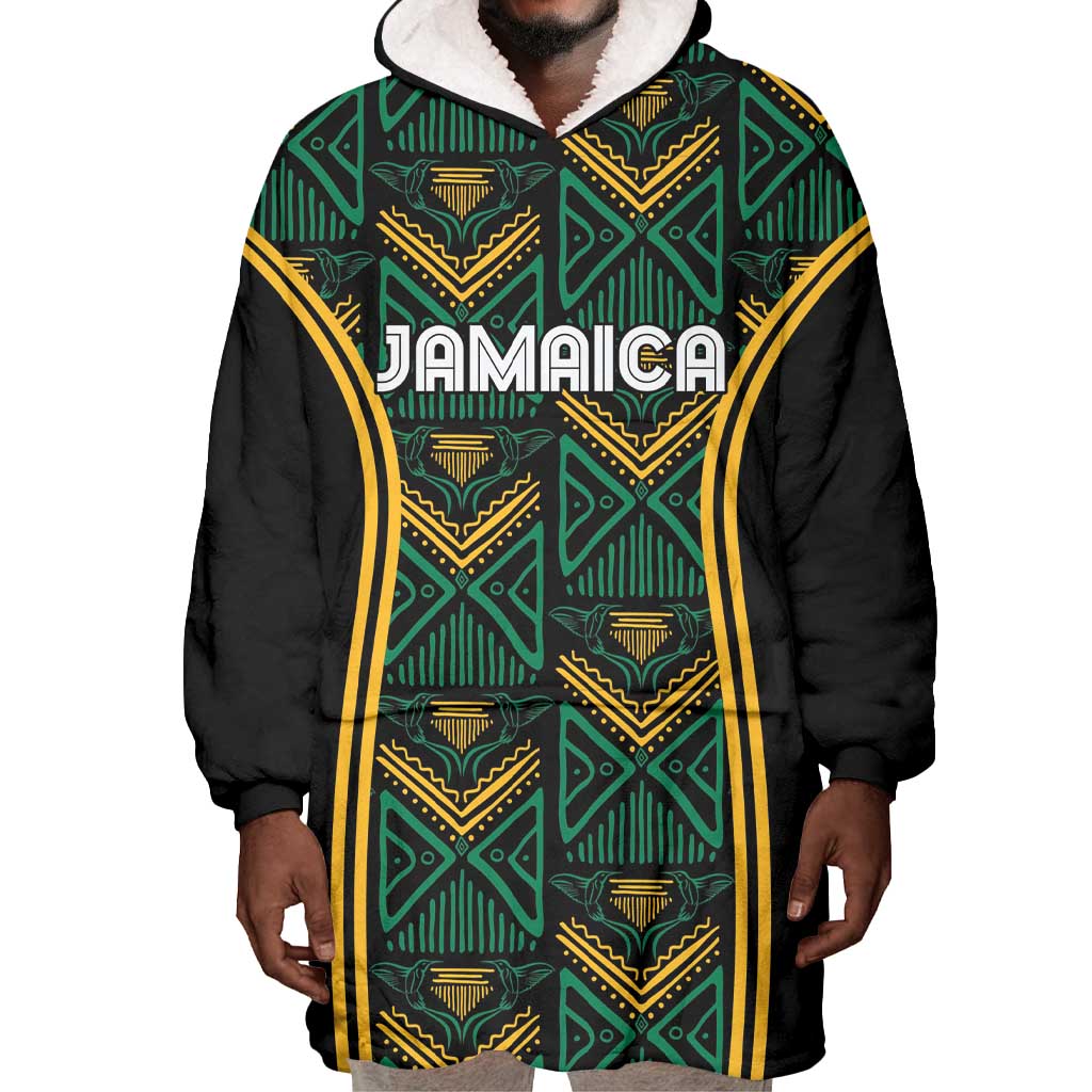 Afro-Jamaica Custom Wearable Blanket Hoodie Reggae Boyz Ethnic Motifs